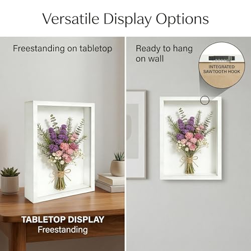 3 Pcs 8x10 Inch Shadow Box Frames Acrylic,Shadow Box Frame Display Cases,Cases for Pressed Flowers Keepsakes Tickets Photos (White) - color: White