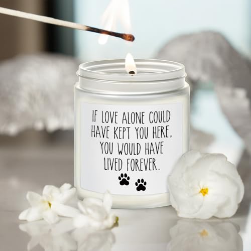 If Love Alone Could Have Kept You Here Candle - Pet Memorial Gifts for Loss of Dog Cat - Sympathy Gift for Pets Loss - Dog Bereavement Memorial Candle - Lavender, Woods, Wild Apple & Eucalyptus 9OZ