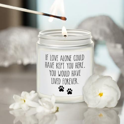 If Love Alone Could Have Kept You Here Candle - Pet Memorial Gifts for Loss of Dog Cat - Sympathy Gift for Pets Loss - Dog Bereavement Memorial Candle - Lavender, Woods, Wild Apple & Eucalyptus 9OZ