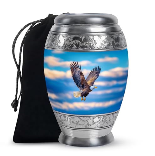 Cloud Eagle Cremation Urns for Human Ashes - Blue Urns for Human Ashes Adult Female - Large Urn for Adult Mom - Eagle Urn for Adults for Men - 10Inch & 200 Cubic Inches - color: Unaie Flying Eagle Urn