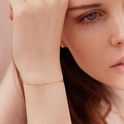 JoycuFF Inspirational Morse Code Bracelets for Women Silver Beads Jewelry Encouragement Mantra Gifts for Her - style: Gold B***s