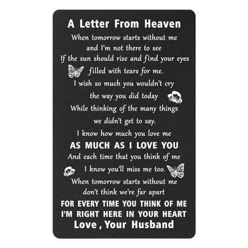 ENGZHI Loss of Husband Sympathy Gift - A Letter From Heaven Wallet Card - style: Memorial Husband