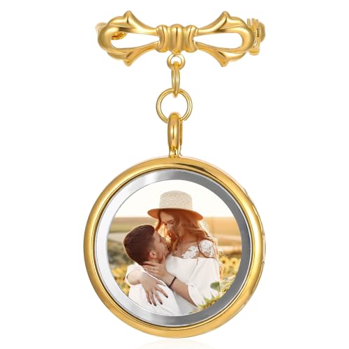 SynHHergyx Wedding Bouquet Photo Charms Bouquet Charms for Wedding Memory Bridal bridegroom Charm DIY Pin Brooch Making Kit Round Picture Charm for Memory Friend Graduation Gift