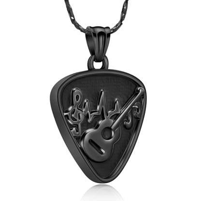 Imrsanl Guitar Pick Cremation Urn Necklace for Ashes - color: Black-Guitar Pick
