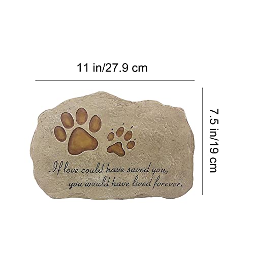 Pet Memorial Stone for Cats Dogs Headstone Pet Tombstone Grave Markers with Paw Print, Sympathy Poem in Lawn, Garden, Backyard, Pet Loss Gifts