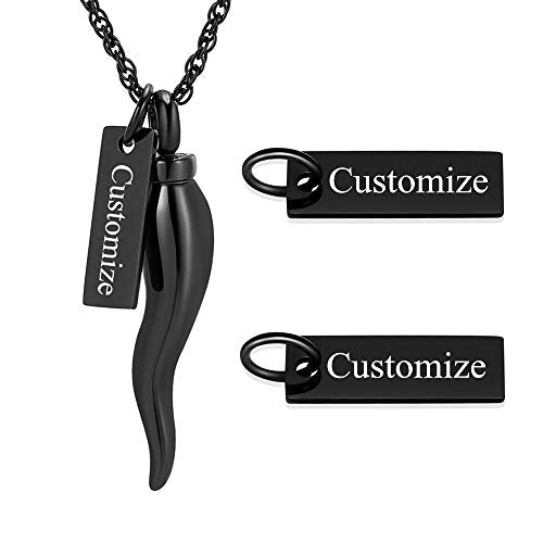 shajwo Cremation Jewelry Urn Necklaces for Ashes Italian Horn Urn Pendant Memorial Keepsake Jewelry for Human Men Women - color: Customize