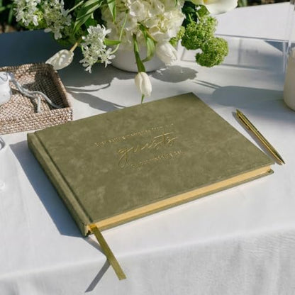 Beautiful Wedding Guest Book for Your Wedding Reception - Velvet Guestbook - color: Sage