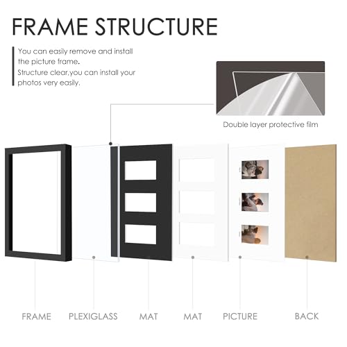 DUENPY 5.6x10 Polaroid 3 Opening Mini Frame Black - color: Black, size: 5.6x10（2x3 opening）