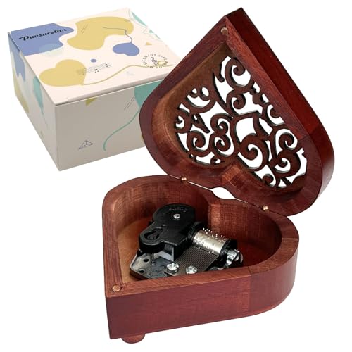Pursuestar Labyrinth-As The World Falls Down Wind Up Music Box, Heart Shaped Vintage Wood Carved Mechanism Musical Gift for Lover Girlfriend Wife Mother's Day - style: As The World Falls Down