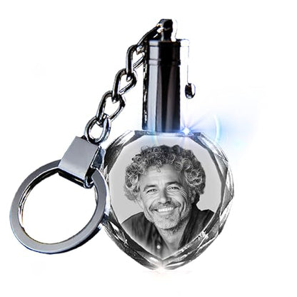 Monume 2D Crystal Photo Keychain – Personalized Laser Engraved Keepsake | Custom Crystal Photo – Personalized Keychain Keepsake – Custom Keychain with Picture for Anniversary, Birthday & More - style: Heart