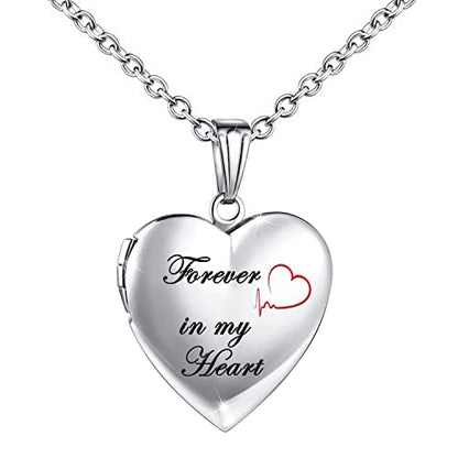 YOUFENG Love Heart Locket Necklace that Holds Pictures Polished Lockets Necklaces Birthday Gifts Unicorn - color: LoveHeart