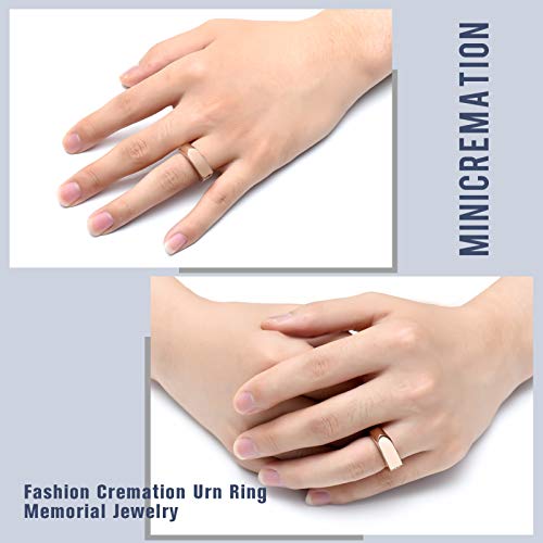 Minicremation Cremation Jewelry for Ashes Geometry Simple Style Memorial Urn Ring Ashes Holder with Fill Kit Keepsake Cremation Ring for Men - color: Rose Gold