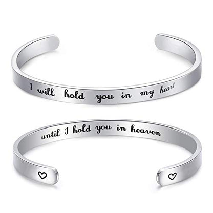LParkin Memorial Bracelet Sympathy Gift I'll Hold You in My Heart Until I Hold You in Heaven Remembrance Bereavement Gifts Jewelry