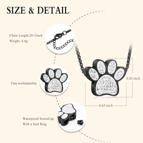 Oinsi Infinity Love Pet Cremation Jewelry for Ashes of Dog/Cat Funeral Keepsake Urn Necklace Pendant Memorial Jewellery - color: B-Black