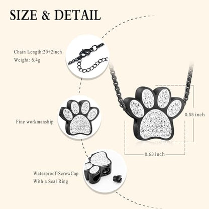 Oinsi Infinity Love Pet Cremation Jewelry for Ashes of Dog/Cat Funeral Keepsake Urn Necklace Pendant Memorial Jewellery - color: B-Black