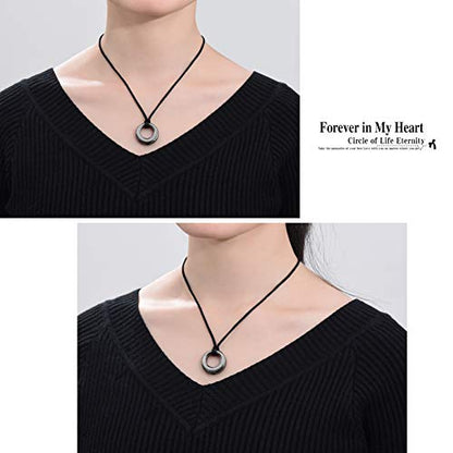 Hearbeingt Cremation Jewelry Urn Necklace for Ashes for Women Men, Circle of Life Eternity Memorial Pendant Ash Jewelry - color: Gun-Always in My Heart