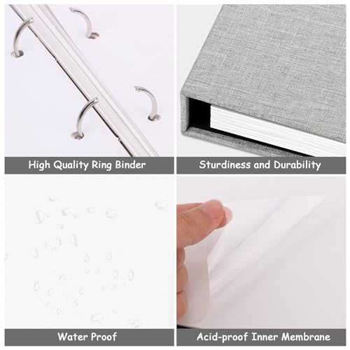 Zesthouse Photo Album Self Adhesive with Picture Display Window, 3-Ring Scrapbook Albums 60 Pages Holds 8x10 5x7 4x6 Photos, DIY Photo Book Ideal Gift for Family Wedding Baby - color: Grey, size: 11"x10.6"/White 60 Pages