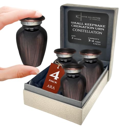 4 Pack Small Cremation Urn for Human Ashes Keepsake | Miniature Little Memorial for Ashes | Personal Cremation Keepsake | Mini Ash Holder | Elegant Tribute for Loved Ones | TSA Travel Compliant Brown - color: 4 Brown