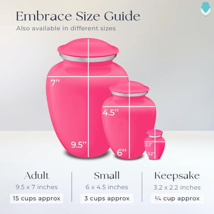 Geturns Embrace Adult Personalized Cremation Urns for Human Ashes I Large Bright Pink Funeral Urn for Men and Women I 200 lbs - color: Bright Pink