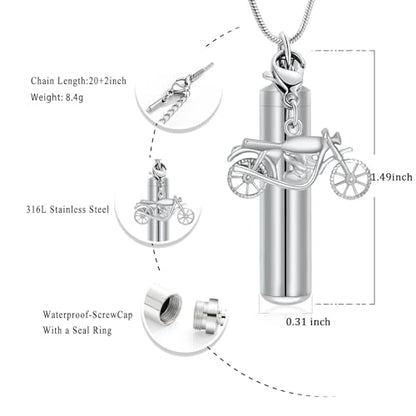 Oinsi Car Charm & Cylinder Urn Necklace for Ashes Stainless Steel Tube Cremation Urn Jewelry Necklace for Ashes Memorial Keepsake Gifts - color: Style-F