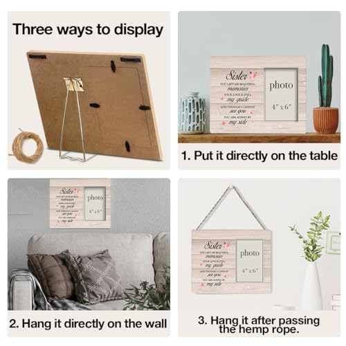 Dumyum Loss of Sister Memorial Photo Frame | Sympathy Gift for Sister in Memory, Wooden Picture Frame (4X6 Inches) - color: Sister