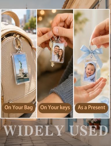 15Pcs Acrylic Photo Keychain Blanks, 2x3in Picture Insert Keychains Holder | For DIY Photo Gift, Clear Keychains