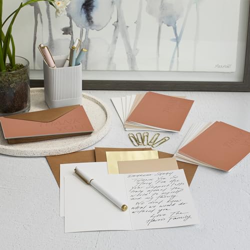 ZICOTO Beautiful Thank You Cards Set of 30 With Envelopes and Stickers | Elegant Blank Cards for Personalized Notes - Bulk Stationary Set for All Occasions Incl. Weddings, Business & Baby Showers - color: Terracotta