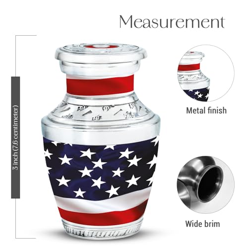 American Flag Urns for Human Ashes Adult Male & Female, Small Keepsake urn for Human Ashes Adult Women, Mini Cremation Urns 3Inch - color: Memorial American Flag