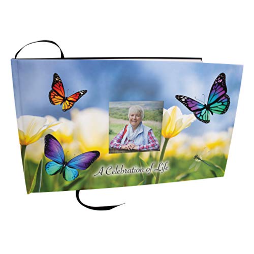 Wild Butterflies Photo Funeral Guest Book for Memorial Service and Celebration of Life Guest Book for Memorial Service - Beautiful & Vibrant Sign in Book for Funeral - color: Wild Butterflies