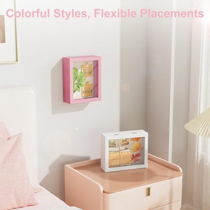 Love-KANKEI Deep Shadow Box Frame 8x10,Solid Wood Frame,Memory Box,Pink - color: Pink, size: 8 x 10