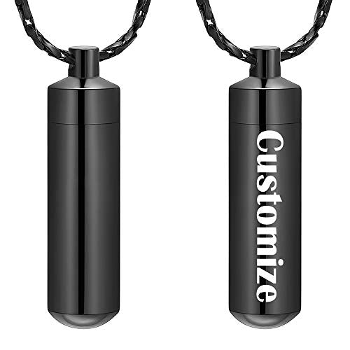 Imrsanl Cremation Jewelry for Ashes Pendant Urn Necklace Cylinder with Glass Vial Keepsake Ashes Memorial Jewelry - color: Customize