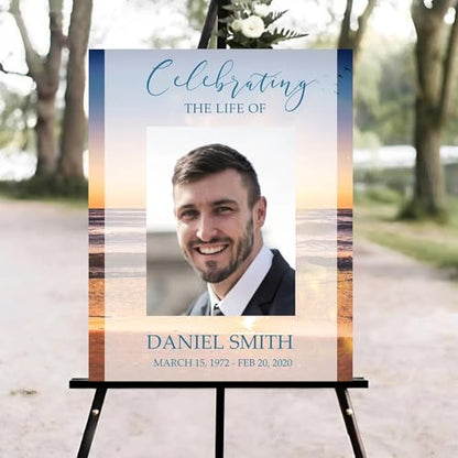Celebration of Life Welcome Sign, Memorial Sign, Beach Sunset Funeral Welcome Sign, in Loving Memory Sign, Celebration of Life Funeral Sign, Celebration of Life Sign, Memorial Sign with Photo #1 - color: Version #25