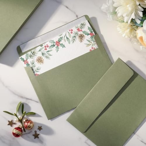 30 Sets A7 Cards & Envelopes 5x7, Sage Green & Cream White Folded Cards - color: Sage Green, size: 30 Pack A7 (5.31x7.28in) Cards and Envelopes