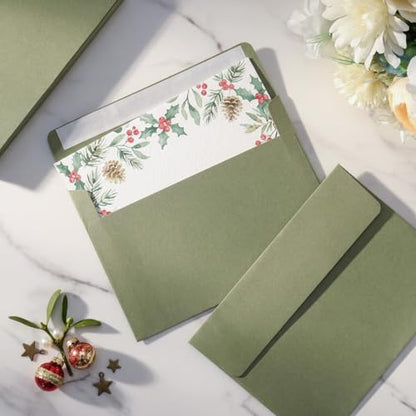 30 Sets A7 Cards & Envelopes 5x7, Sage Green & Cream White Folded Cards - color: Sage Green, size: 30 Pack A7 (5.31x7.28in) Cards and Envelopes