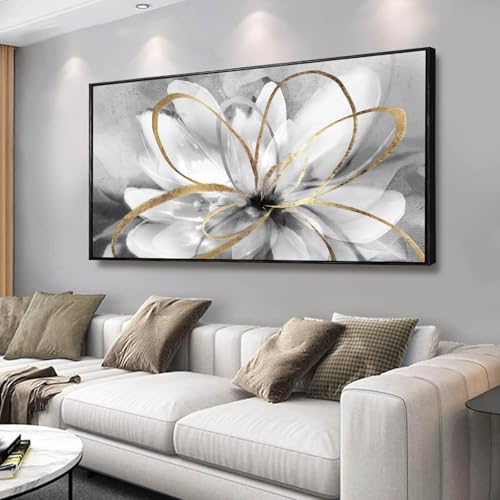 White Flowers Wall Art Canvas Wall Decor Large Floral Artwork Pictures for Living Room 24”x48” Framed Wall Picture for Women Girls Room - color: White, size: 48"L x 24"W