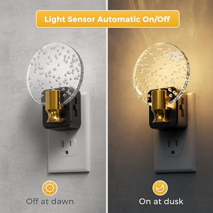 L LOHAS LED Night Lights Plug into Wall, Dusk to Dawn Sensor - color: Rotating Bubble-3000K, size: 2 Pack