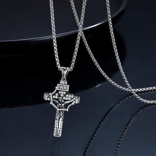 925 Sterling Silver Patron Saint Necklace Amulet Miraculous Medal Pendant Jewelry for Men Women with Friendship Talisman Travel Inspirational Gifts - color: black-F