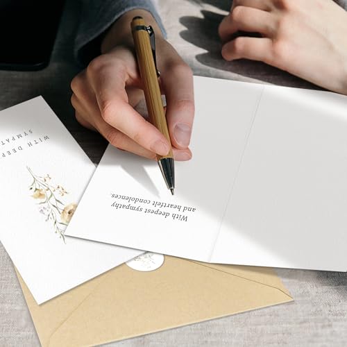 24 Pcs Sympathy Cards with Envelopes, Bulk Condolence Cards with Thoughtful Messages with Adhesive Envelopes and Stickers, 6 Unique Designs
