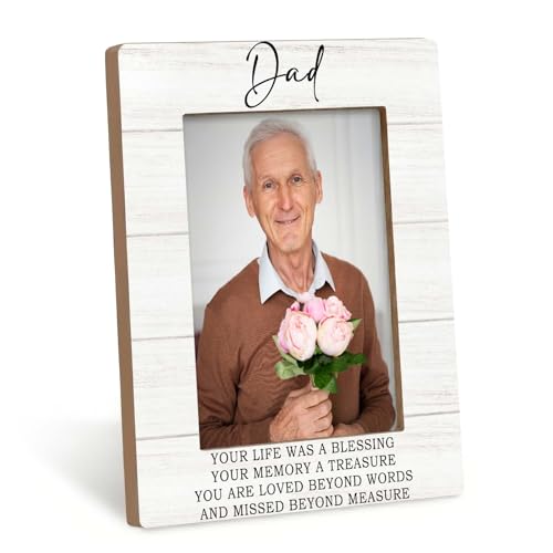 Dad Memorial Gifts Picture Frame 4x6, In Loving Memory Wooden Photo Frame, Memorial Gifts for Loss of Dad, Sympathy Bereavement Gift for Father Picture Photo Frames Decor for Desk Table Room - color: color-8