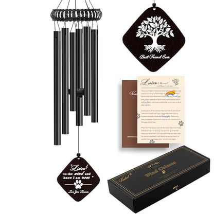VENBEEL Dog Memorial Gifts for Loss of Dog, 28" Pet Memorial Wind Chime, Loss of Pet Sympathy Passing Away Remembrance Bereavement Gift - color: E-square-black