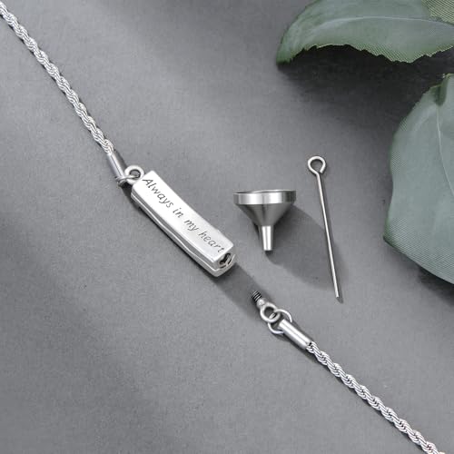Urn Bracelet for Ashes for Women 925 Sterling Silver Bar Cremation Bracelet Cremation Memorial Keepsake Jewelry Gifts for A Loss of Loved Ones - style: Rose