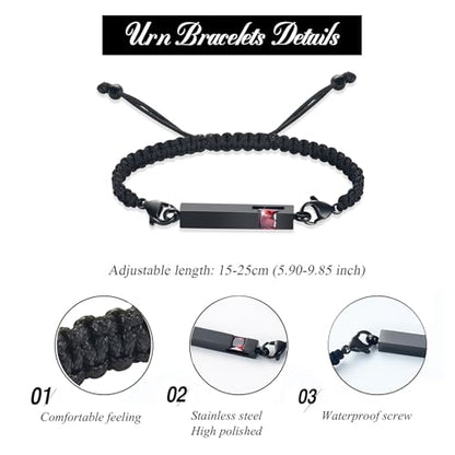 Harbeingt Adjustable Urn Bracelet for Ashes for Women Cremation Jewelry - color: Black Red