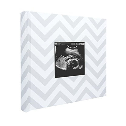 Pearhead Baby Photo Album for Baby Girl or Baby Boy, Gender-Neutral, Baby Memory Book Keepsake, Baby Shower, New and Expecting Parents, Gray Chevron - color: Gray Chevron