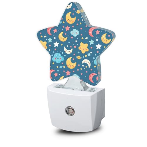 Cute Moon Stars Night Lights Plug into Wall with Dusk to Dawn Sensor,Lamp for Bedroom Bathroom Hallway Nightlight for Women Girls - color: Cute Moon Stars