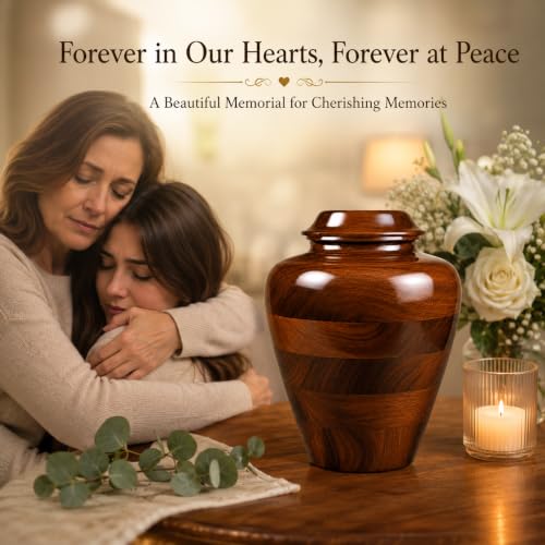 Large Handcrafted Wooden Cremation Urn for Adult Ashes –200 Cu in Memorial Urn Box – Tahura Crafts - size: Large 200 Cu In
