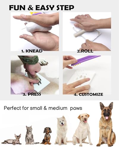 MYPAWLETS Clay Paw Print Kit for Dog Cat,Pawprint Keepsake Frame,White - color: Small-Medium White