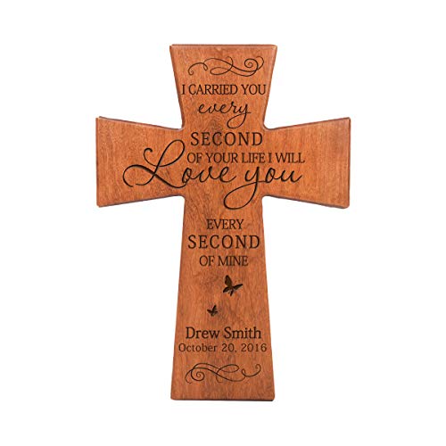 LifeSong Milestones Custom Memorial Wooden Cross 7x11 I Carried You (Butterfly) Condolence Funeral Remembrance in Loving Memory Bereavement Gift for Loss of Loved One (Cherry) - color: Cherry