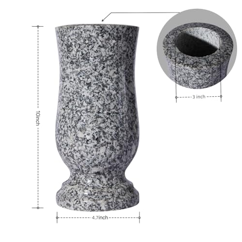 Granite Cemetery Vase for Grave Heavy 9.2 Lbs Windproof 3 Inch Opening