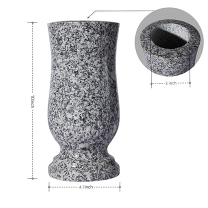 Granite Cemetery Vase for Grave Heavy 9.2 Lbs Windproof 3 Inch Opening