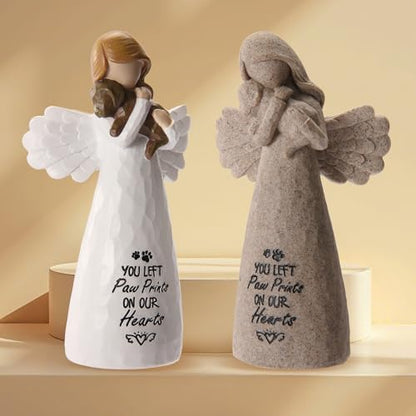 Dog Memorial Gifts for Loss of Dog, Pet Loss Sympathy Angel Figurine | Dog Bereavement Gift, Remembrance Keepsake, Dog Passing Away Gift, 6-Inch Hand-Painted Resin Memorial Statue - color: Granite